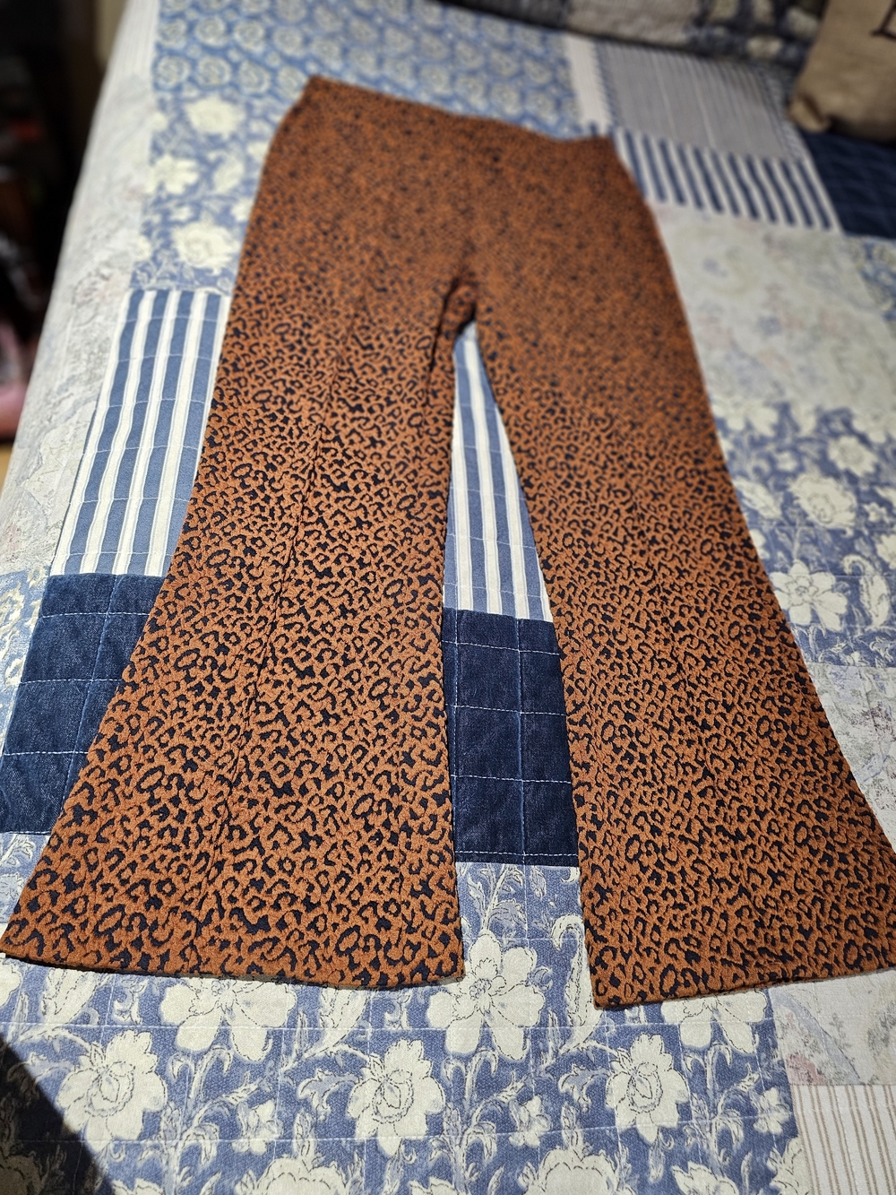 Women's Orange Leopard Print Cropped Flare Pants